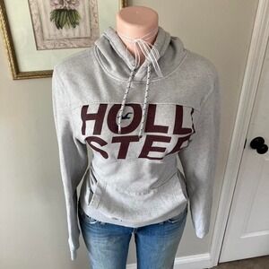 y2k hollister spellout hoodie grey logo pullover fitted 2000s